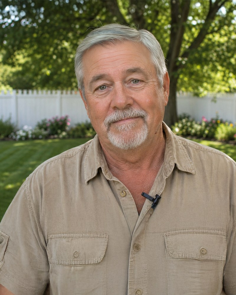 Harold, in his backyard